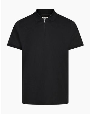 Luke 1977 Henry Ribbed Short Sleeve Polo Shirt - Black