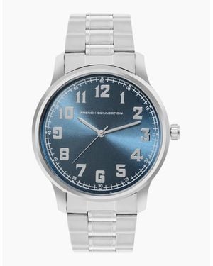 French Connection Connection Case Round Shape Strap Quartz Watch - Blue