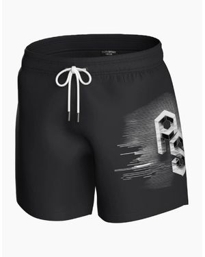 Philipp Plein Plein Sport Metallic Logo Medium Boardshort Swim Shorts - Black