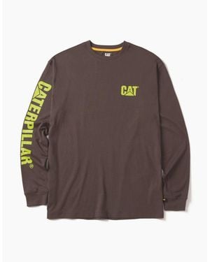 Caterpillar Trademark Banner Long Sleeve T-Shirt Magnet - Brown