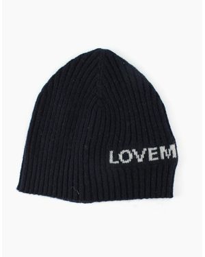 Love Moschino Logo Print Ribbed Knitted Beanie - Blue