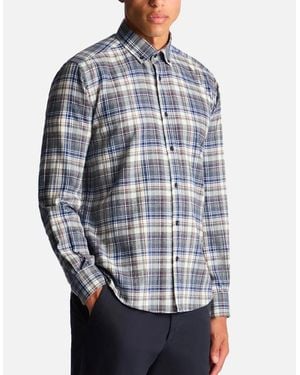 Remus Uomo Long Sleeve Flannel Check Shirt Dark - Blue