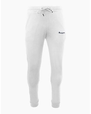 Aquascutum Solid Patterned Ribbed Cuff Slim Joggers - White