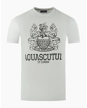 Aquascutum Large Bold London Aldis Brand Logo T-Shirt - Grey