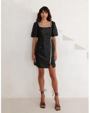 Lovedrobe Square Neck Short Sleeve Mini Shift Dress - Black