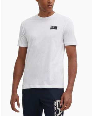 Armani Emporio Ea7 T Shirts Regular Fit Casual Summer Pullover Cotton Top - White