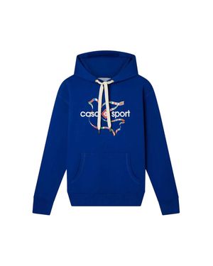 CASABLANCA Drapeau De Collombes Printed Hoodie - Blue