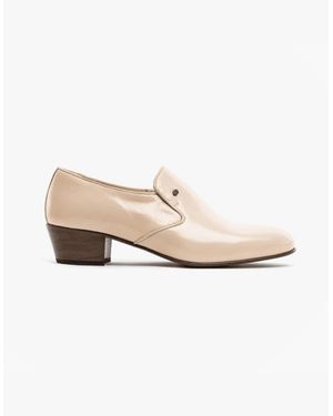 Club Cubano Bilbao Soft Leather Plain Cuban Heel Shoes Ivory - White