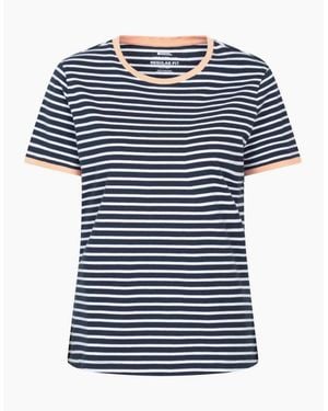 Mountain Warehouse Ladies Contrast Striped Ribbed T-Shirt - Blue