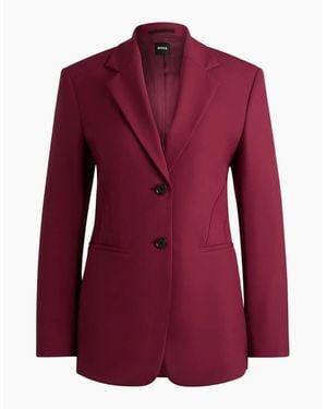 BOSS Solid Patterned Lapel Collared Blazer