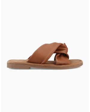Hush Puppies Amy Wide Fit Cross Strap Sandals Tan - Brown