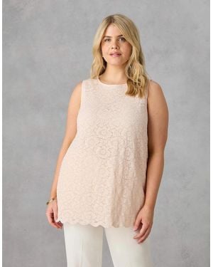 Live Unlimited London Blush Lace Sleeveless Top - Natural