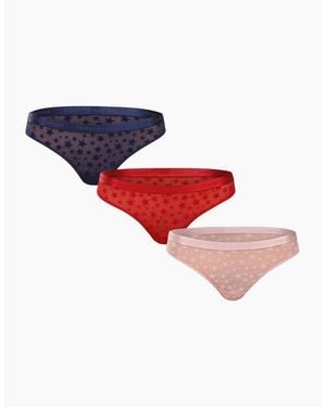 Tommy Hilfiger 3-Pack Mesh Stars Thongs Gift Set - Red
