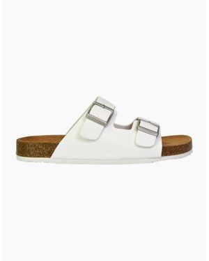 XY London Ladies Star Double Strap Buckle Summer Flat Sandals - White