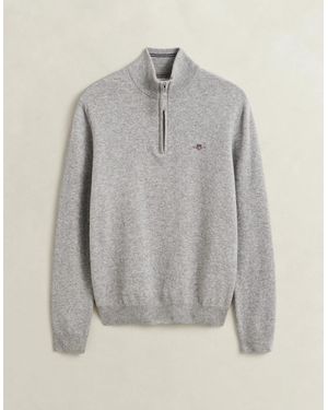 GANT Superfine Lambswool Half Zip Jumper - Grey