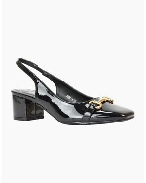 XY London Ladies Selena Sling Back Medium Block Heel Ballet Shoes - Metallic