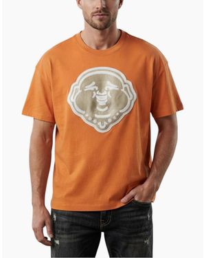 TRUE RELIGION Buddha Oversized Drop Shoulder T Shirts - Orange
