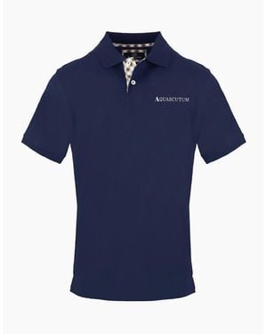 Aquascutum Collared Neck Short Sleeve Polo Shirt - Blue