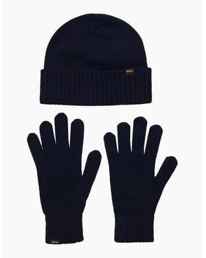 BOSS Boss Kalipso Knitted Hat And Gloves Set Dark - Blue