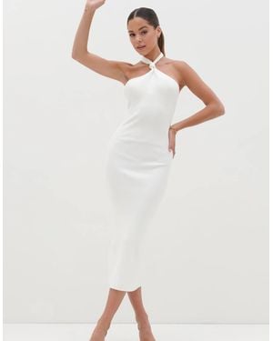Pretty Lavish Kate Knot Midaxi Knit Dress - White