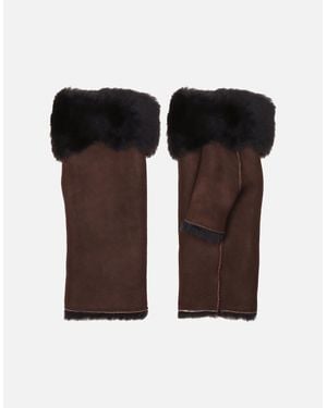 Lakeland Leather Fingerless Sheepskin Mittens - Black