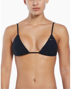 Nike Tie Back Textured Triangle Bikini Top - Blue