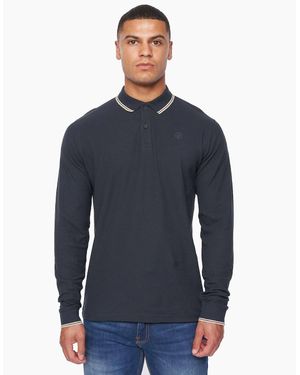Duck and Cover Duck And Cover Duck And Cover Roxberry Long Sleeve Polo Shirt - Blue