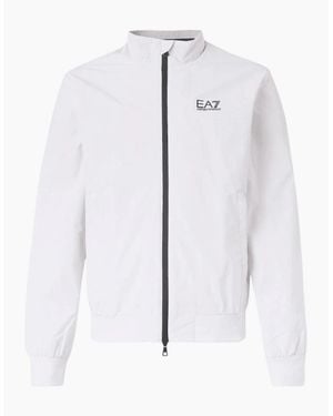 EA7 Funnel Neck Zip Up Jacket - White