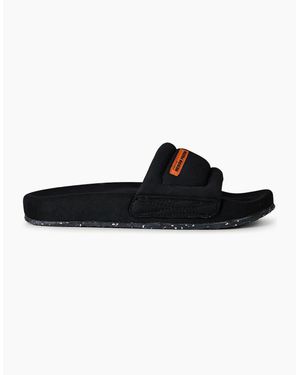 Heron Preston Flat Slides With Logo - Black