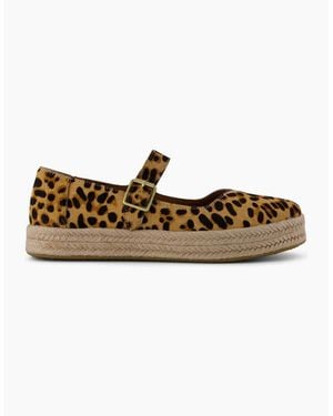 TOMS Carolina Mary Jane Leather Leopard Print Espadrilles - Brown
