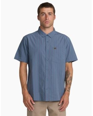 RVCA Dayshift Workwear Stripe Short Sleeve Shirt - Blue