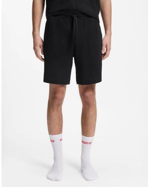 BOSS Hugo Austin Hugo Austin Hugo Austin Waffle-Structured Pyjama Shorts With Embroidered Logo - Black
