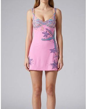 Oceanus Crescent Shell Mini Dress Multi Colour - Blue
