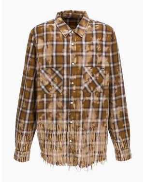 Amiri Bleached Long Sleeve Flannel Shirt - Multicolour