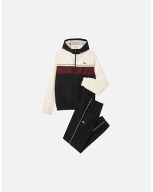 Lacoste And Bordeaux Colour Block Tracksuit - White