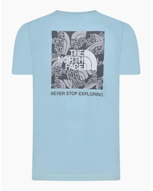 The North Face T Shirts Box Exploration Crew Neck Graphic Print Summer Tee - Blue