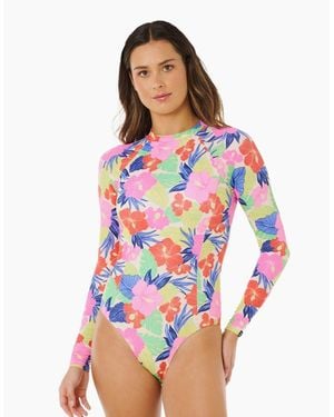 Rip Curl Rip Curl Party Wave Surf Suit Upf Swimsuit - Red
