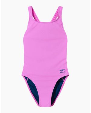 Speedo Ladies Leaderback One Piece Swimsuit - Pink