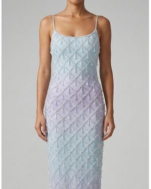 Oceanus Calliope Luxury Crystal Ombre Maxi Party Dress - Blue