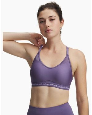 Under Armour Sports Bra V-Neck Spaghetti Straps Snug Fit - Purple