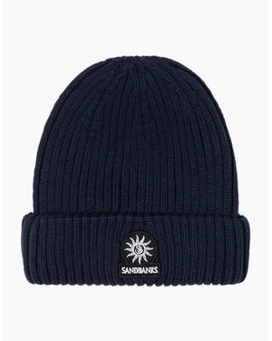 Sandbanks Merino Wool Ribbed Beanie - Blue