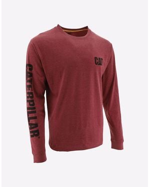 Caterpillar Trademark Banner Long Sleeve T-Shirt Brick - Red