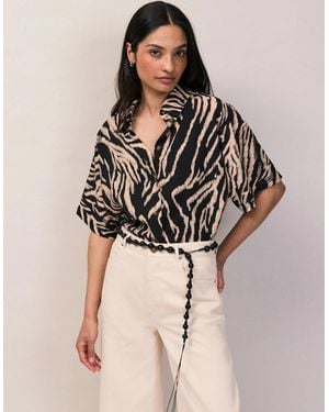 Ro&zo Zebra Print Shirt - Brown