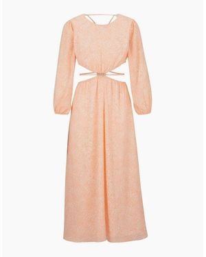 BOSS Kasmata Crew Neck Long Sleeve Maxi Dress - Pink
