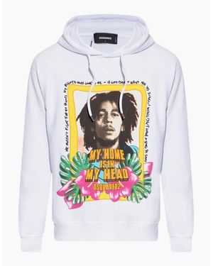 DSquared² Cool Fit Bob Marley Logo Hoodie - White