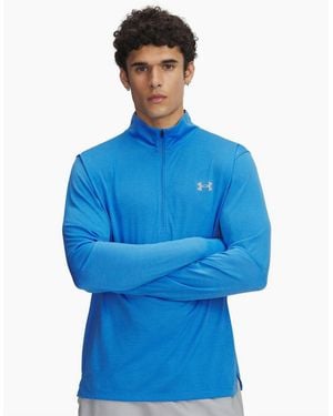 Under Armour Launch Zip Neck High Collar Long Sleeve T-Shirt - Blue