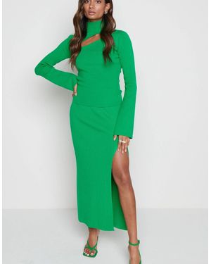 Pretty Lavish Blythe Slit Knit Skirt - Green