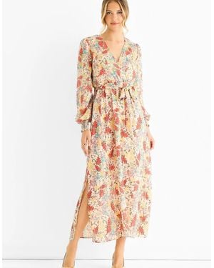 Gini London Multi Jacquard Chiffon Midi Dress - Natural