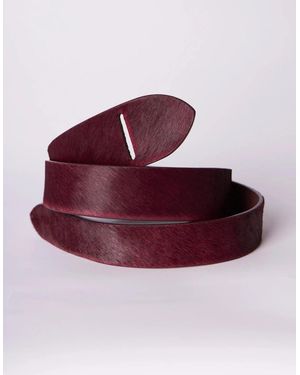 Ro&zo Burgundy Pony-Hair Knot Belt - Red