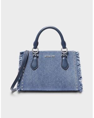 Michael Kors Marilyn Small Studded Denim Messenger Bag Washed Denim - Blue